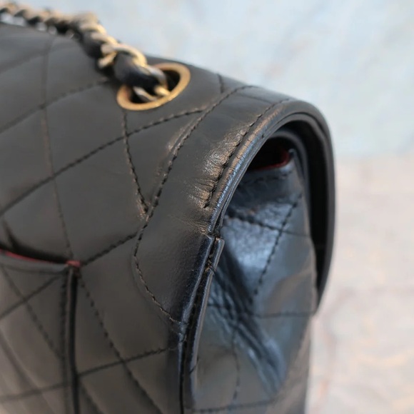 Authentic CHANEL double flap two color hardware Paris lambskin classic bag - Picture 11 of 16